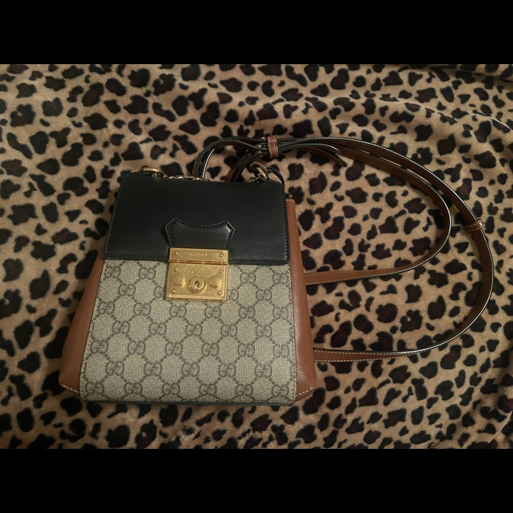Authentic Gucci Padlock Backpack GG Canvas and Leather Mini